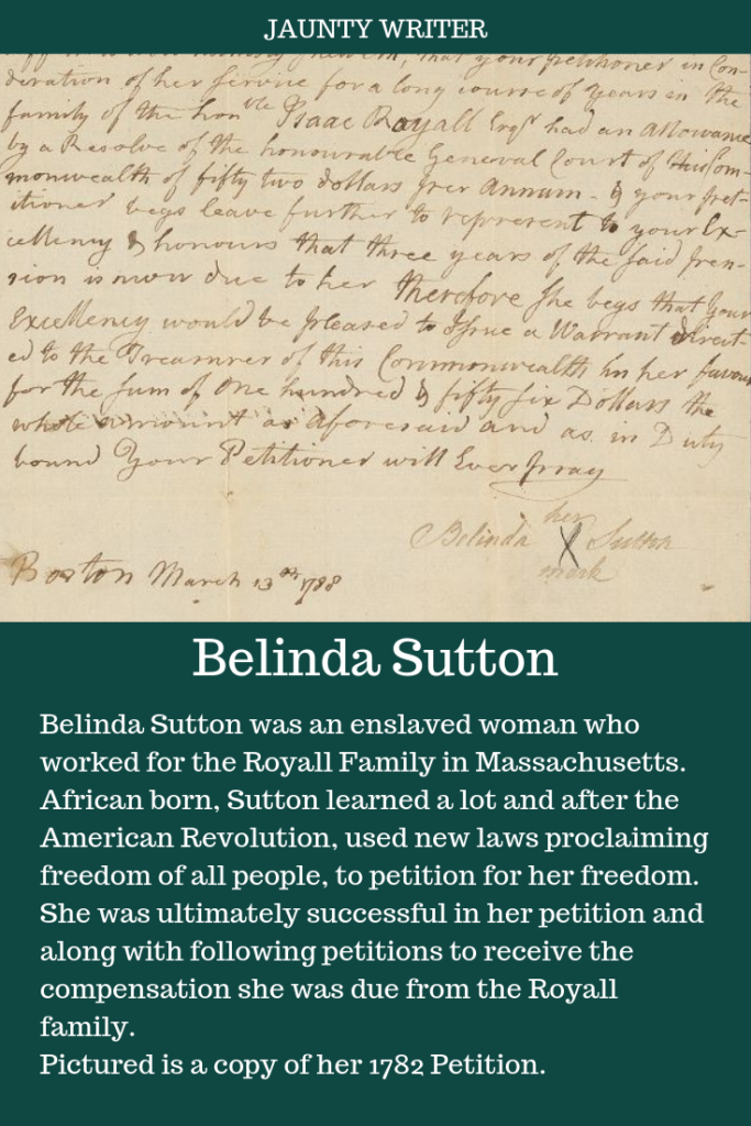 Belinda Sutton: Enslaved woman who successfully petitioned for her freedom