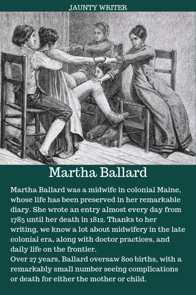 Martha Ballard: Early Maine Midwife who successfully delivered hundreds of babies